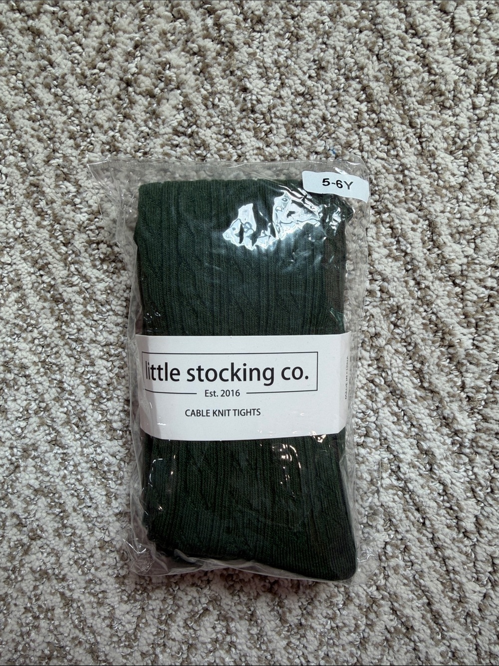 Little Stocking Co. Cable Knit Leggings in Dark Green